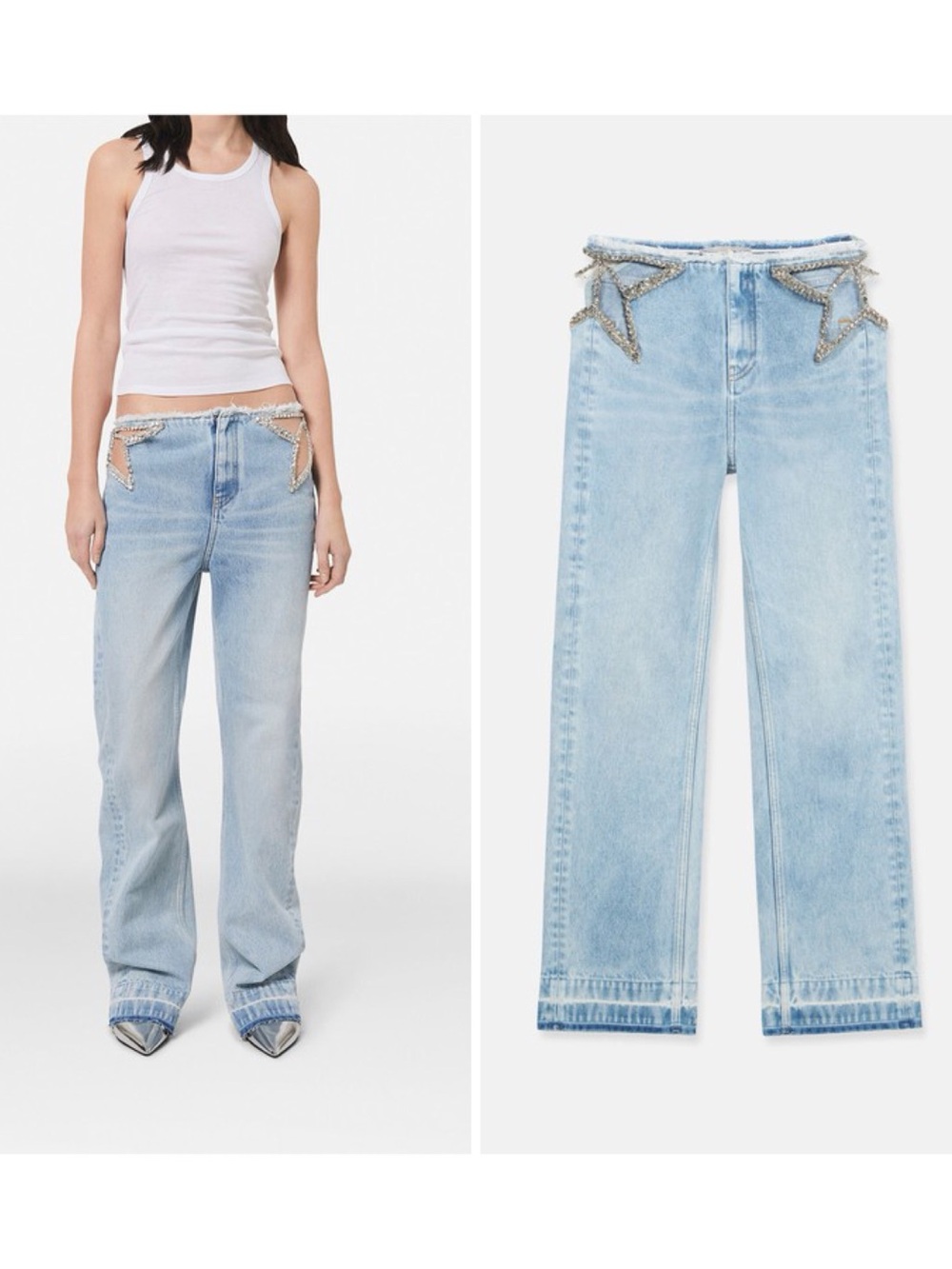 STELLA MCCARTNEY Diamanté Star Wide Leg Jeans $2,200 29